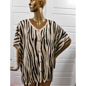 St John Gold Black Zebra Print‎ Oversized Cardigan sz P